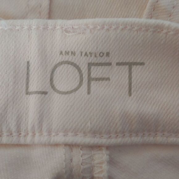 Ann Taylor LOFT Modern Straight Cuffed Cropped Jeans Pants in Light Pink 24/00 - Picture 9 of 12